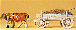 Preiser 30474 HO Horse-Drawn Wagon Manure Wagon w/Driver Load & Ox