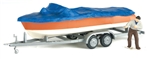 Preiser 33255 HO Motorboat w/Cover on Trailer