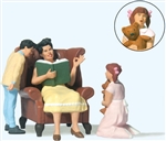 Preiser 44937 G Woman in Chair Reading Aloud to Boy and Girl