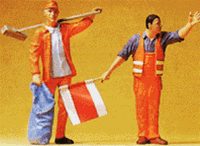 Preiser 45008 G Highway Workers Sweeper & Flagman