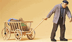 Preiser 45109 G Pedestrians Man Pulling Hand Cart