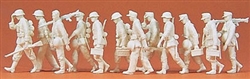 Preiser 72527 1/72 Military Former German Army WWII Unpainted Figures Advancing Panzergrenadiers w/Machine Gun pkg(12)