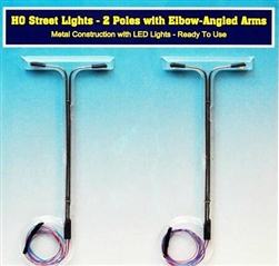 Rock Island Hobby 12100 HO Street Light 2 Poles w Elbow Angled Arms