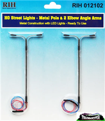 Rock Island Hobby 12102 HO Light Pole 2 Elbow Arms