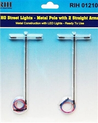 Rock Island Hobby 12104 HO Street Light Pole 2 Straight Arms