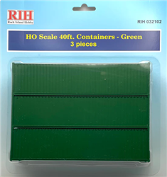 Rock Island Hobby 32102 HO 40' Containers Green (3)