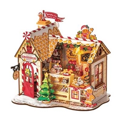 Robotime DG176 Rolife Gingerbread House DIY Miniature House DG176 Kit 3-D Laser-Cut Wood Puzzle