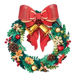 Robotime TGL04 Rolife Christmas Wreath 3D Wooden Puzzle TGL04 3-D Laser-Cut Wood Puzzle