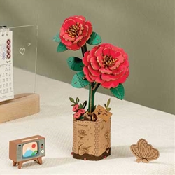 Robotime TW031 Red Camelia Laser-Cut Wood Kit 3D Wooden Puzzle