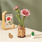 Robotime TW051 Pink Carnation Laser-Cut Wood Kit 3D Wooden Puzzle