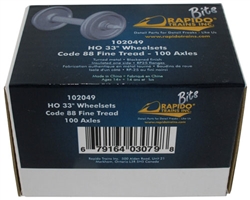 Rapido 102049 HO RP25 Metal Wheelsets Code 88 Tread Insulated One Side 1.015" Axle Length 33" Diameter Pkg 100