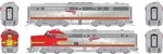 Rapido 23046 HO Alco PA1 PB1 Set Standard DC Santa Fe #51A 51C Repowered Warbonnet