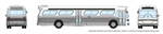 Rapido 573098 N 1959-1986 GM New Look-Fishbowl Bus with Working Headlights Assembled White Silver