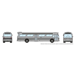 Rapido 573099 N 1959-1986 GM New Look-Fishbowl Bus with Working Headlights Assembled Silver