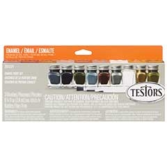 Testor 281229 Military Enamel Paint Set 8 Colors Thinner 3 Brushes