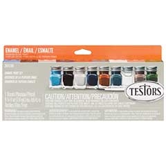 Testor 281230 Camouflage Flat Enamel Paint Set 8 Colors Thinner Brush Mixing Tray
