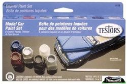 Testor 9119 Enamel Paint Sets 6 Automobile Colors, 1 Thinner, 1 Paint Brush, 1 Tray 