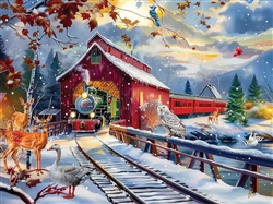 Train Enthusiast 77123 Winter Creek Covered Railroad Bridge Jigsaw Puzzle 1000 Pieces 20 x 27" 50.8 x 68.6cm