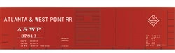 Tichy 10065S S Railroad Decal Set Atlanta & West Point 40' Steel Single-Door Boxcar