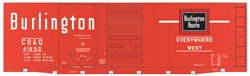 Tichy 10094 HO Railroad Decal Set Chicago Burlington & Quincy 40' Double-Door Boxcar Chinese Red Car