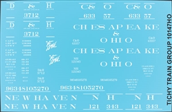 Tichy 10147N HO Railroad Decal Set Delaware & Hudson/Chesapeake & Ohio/New Haven USRA Hopper 1 car