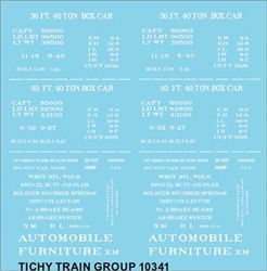 Tichy 10341N N Railroad Decal Set Generic 36' and 40' Wood Boxcar Data