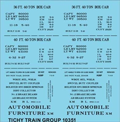 Tichy 10351 HO Railroad Decal Set 36' and 40' Wood Boxcar Data Black 293-10351