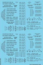 Tichy 10380N N Railroad Decal Set Generic Tank Car Data Black Lettering