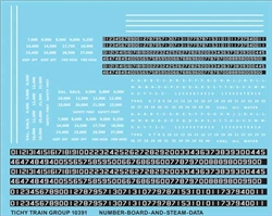 Tichy 10391 HO Railroad Decal Set Steam Locomotive Numberboards and Data data