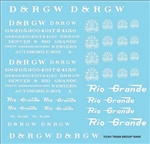 Tichy 10406 HO D&RGW Roadname Set White Decal