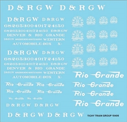 Tichy 10406 HO D&RGW Roadname Set White Decal