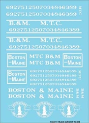 Tichy 10415 HO B&M/MTC Roadname Set White Decal