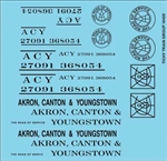 Tichy 10420 HO ACY Roadname Set Black Decals