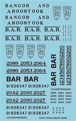 Tichy 10426 HO BAR Roadname Set Black Decals