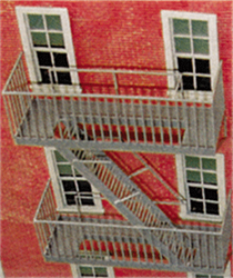 Tichy 2044 O Classic Fire Escape Kit Plastic For Use w/up to 14 Scale Foot Floor Spacing pkg 6