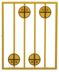 Tichy 2062 O Early Grade Crossing Advance Warning Signs Vertical Cross pkg(8)