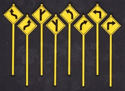 Tichy 2072 O Road Path Warning Signs Set #1 pkg 8