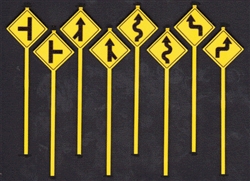Tichy 2073 O Road Path Warning Signs Set #2 pkg 8