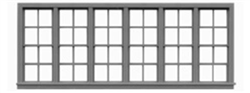Tichy 8065 HO Windows Six Unit Double Hung Pkg 3 4/4 Scale 180" Wide x 64" High 
