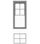 Tichy 8088 HO Windows Double Hung Pkg 12 34 x 88" Fits .44 x .98" 4/4 w/Separate Adjustable Sash