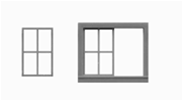 Tichy 8089 HO Windows Pkg 12 52 x 42" 4/4 Horizontal Slider w/Adjustable Right Hand Sash