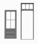 Tichy 8118 HO 4-Lite Factory Door w/3-Lite Transom & Separate Masonry Frame 3 Sets Scale