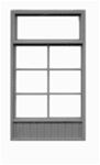 Tichy 8120 HO Store Windows 6-Lite w/Top Transom & Lower Wood Panel Pkg 6