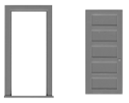 Tichy 8197 HO 5-Panel Door w/Separate Frame Pkg 3 Scale 36 x 80"