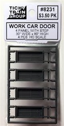 Tichy 8231 HO 30" x 80" 4-Panel Door w/Step For Work Cars Unpainted Pkg 4