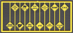 Tichy 8256 HO Highway Written Warning Signs w/Black Print 12 Different Signs