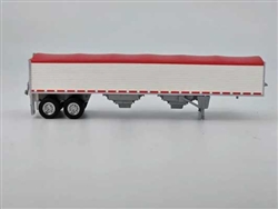 Trucks N Stuff 468 HO 39' Covered Grain Trailer Assembled White with Red Tarp