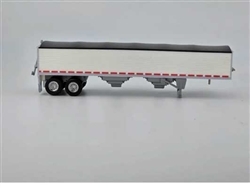 Trucks n Stuff HO 39' Covered Grain Trailer Assembled White with Black Tarp