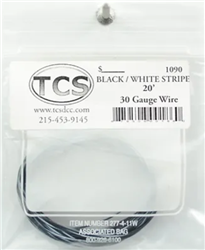 TCS 1090 30-Gauge Wire 20' Roll Black w/White Stripe