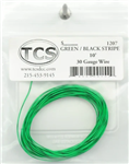 TCS 1207 30 Gauge 7 Strand. .026 Diameter Wire 10' Roll Green w/Black Stripe